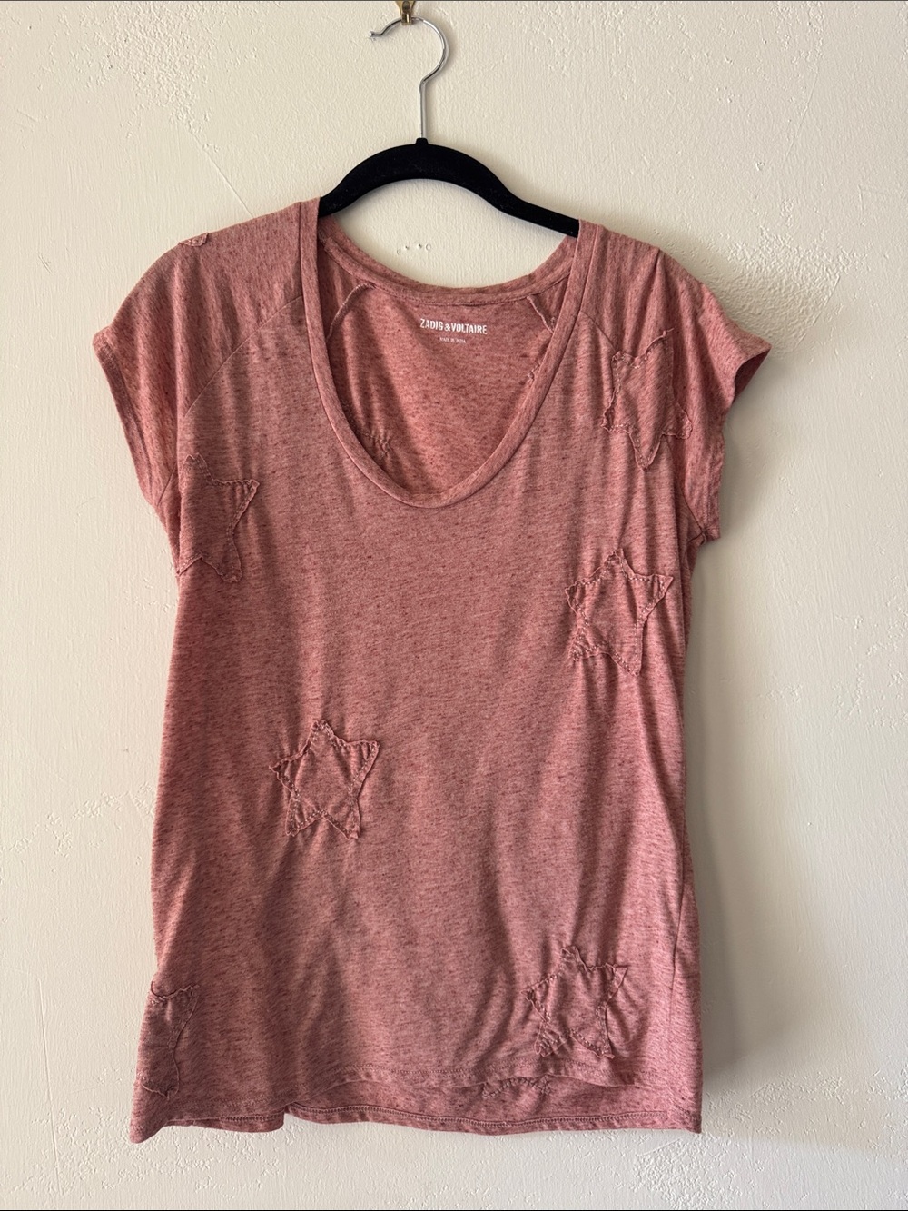 Zadig & Voltaire Women's Pink Star-Detail Cotton Tee
